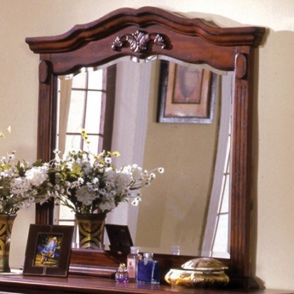 Furniture of America Lewisburg Traditional Mirror Solid with Wood Dark Cherry Mirror Model CM7721M