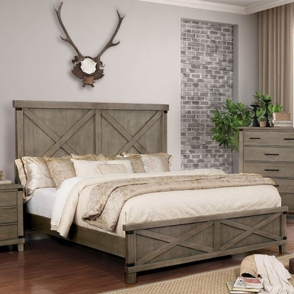 Furniture of America Bianca Rustic Solid with Wood Veneer Gray Bed Model CM7734GY-CK-BED