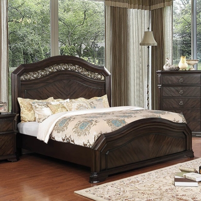 Furniture of America Calliope Traditional Solid with Wood Veneer Espresso Bed Model CM7751-Queen Bed