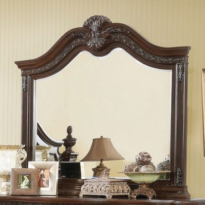 Furniture of America Hesperos Traditional Mirror Solid with Wood Veneer Brown Cherry Mirror Model CM7798CH-M