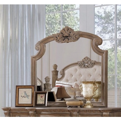 Furniture of America Montgomery Traditional Solid with Wood Veneer Rustic Natural Mirror Model CM7800M