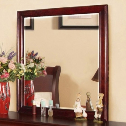Furniture of America Laurelle Transitional Solid with Wood Veneer Cherry Mirror Model CM7815M