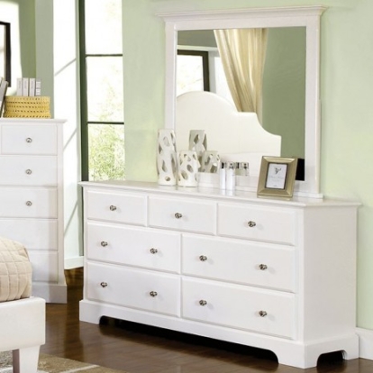 Furniture of America Aubonne Contemporary Mirror Solid with Wood White Mirror Model CM7827M