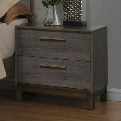 Furniture of America Manvel Contemporary Leatherette Solid with Wood Paper Veneer Two-Tone Antique Gray Night Stand Model CM7867N