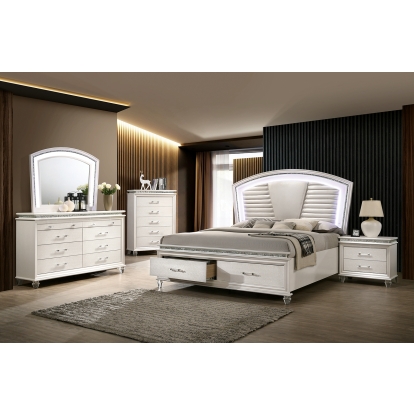Maddie Pearl White/White 4 Piece Queen Bedroom Set Model CM7899Q-4PC by Furniture of America