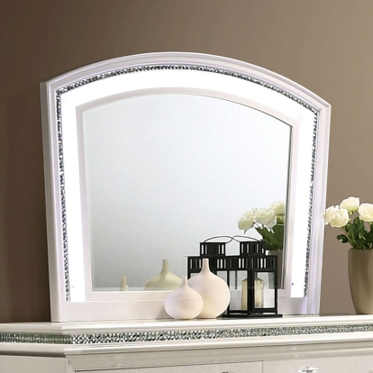 Maddie Pearl White Arched Mirror Model CM7899M by Furniture of America