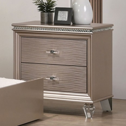 Furniture Of America Allie Contemporary Acrylic, Solid Wood, Others Rose Gold Night Stand | CM7901RG-N