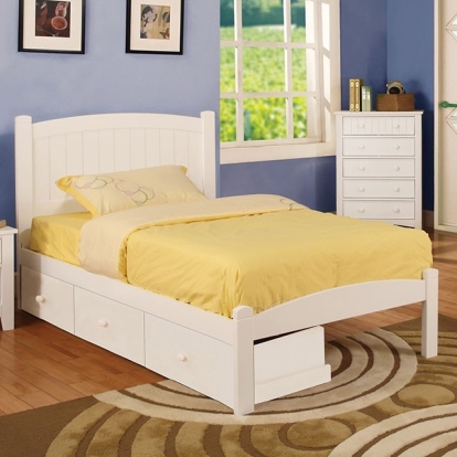Furniture of America Caren Cottage Solid with Wood White Bed Model CM7902-Twin Bed