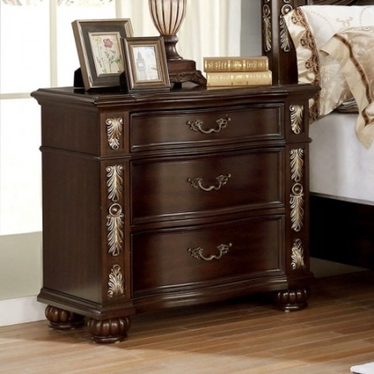 Furniture of America Theodor Traditional Solid with Wood Veneer Brown Cherry Night Stand Model CM7926N