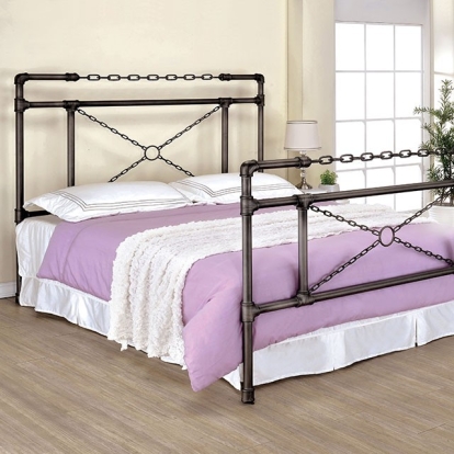 Furniture of America Anastasia Contemporary Metal Brushed Silver Bed Model CM7930-CK-BED