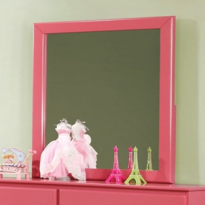 Furniture Of America Prismo Transitional Mirror, Solid Wood, Wood Veneer, Others Pink Mirror | CM7941PK-M