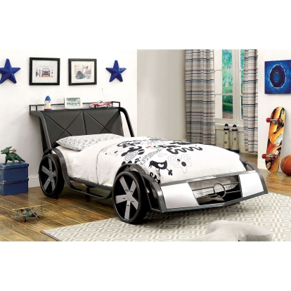 Gt Racer Silver/Gun Metal Twin Bed Model CM7946-BED by Furniture of America