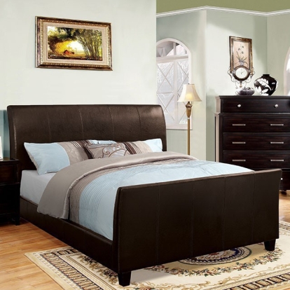 Furniture of America Maynard Contemporary Leatherette Array Espresso Bed Model CM7947EX-Full Bed