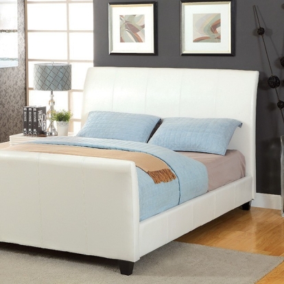 Furniture of America Maynard Contemporary Leatherette Array White Bed Model CM7947WH-Full Bed