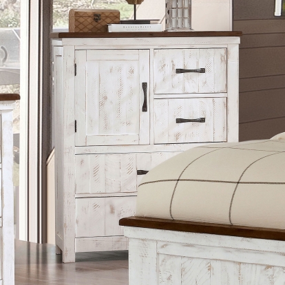 Alyson Distressed White/Walnut Chest Model CM7962C by Furniture of America