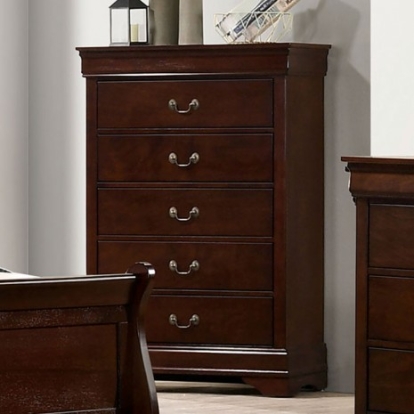 Furniture Of America Louis Philippe Transitional Solid Wood, Wood Veneer, Others Dark Cherry Chest | FM7866CH-C