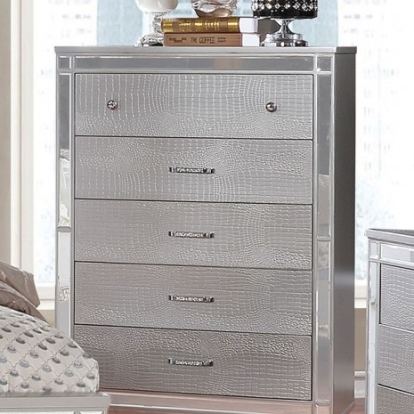 Furniture Of America Brachium Contemporary Mirror, Solid Wood, Wood Veneer, Others Silver Chest | CM7977SV-C