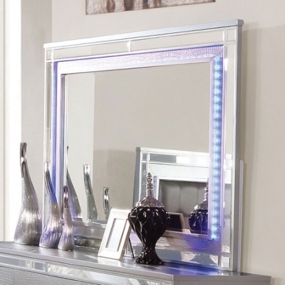 Furniture of America Brachium Contemporary Mirror Solid with Wood Veneer Silver Mirror Model CM7977SV-M
