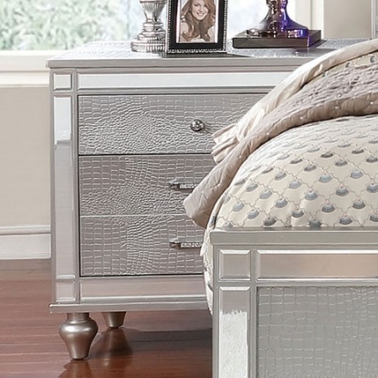 Furniture Of America Brachium Contemporary Mirror, Solid Wood, Wood Veneer, Others Silver Night Stand | CM7977SV-N