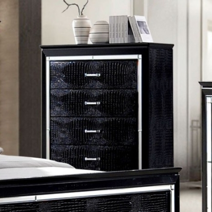 Furniture of America Bellanova Contemporary Mirror Solid with Wood Veneer Black Chest Model CM7979BK-C