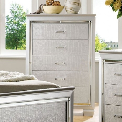 Furniture Of America Bellanova Contemporary Mirror, Solid Wood, Wood Veneer, Others Silver Chest | CM7979SV-C