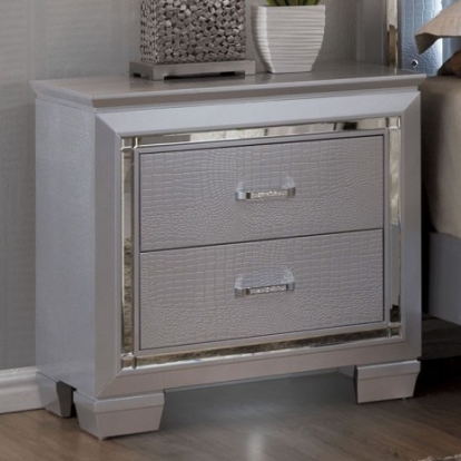 Furniture Of America Bellanova Contemporary Mirror, Solid Wood, Wood Veneer, Others Silver Night Stand | CM7979SV-N