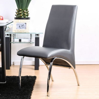 Wailoa Gray/Chrome Side Chair (Set of 2) Model CM8370GY-SC-2PK by Furniture of America