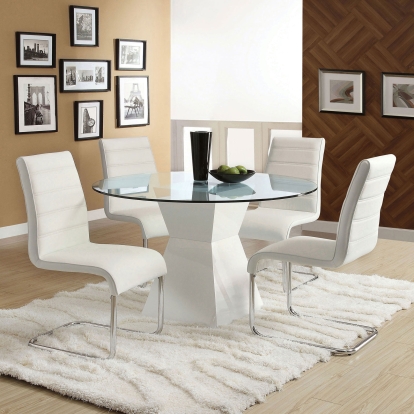 Mauna White 5 Piece Dining Table Set Model CM8371WH-T-5PC by Furniture of America