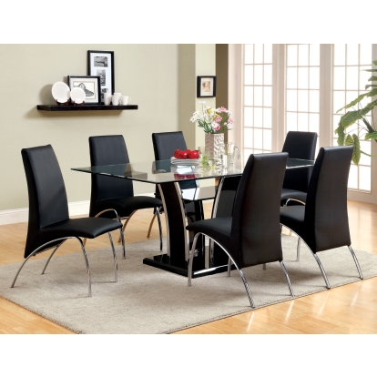 Glenview Black 7 Piece Dining Table Set Model CM8372BK-T-7PC-8370 by Furniture of America