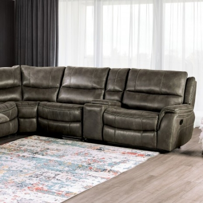 Furniture of America Jerominus Transitional Fabric Solid with Wood Dark Gray Sectional Model CM9912DG-SECT