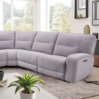 Furniture of America Tyrone Transitional Fabric Solid with Wood Gray Power Sectional Model CM9913GY-SECT-PM