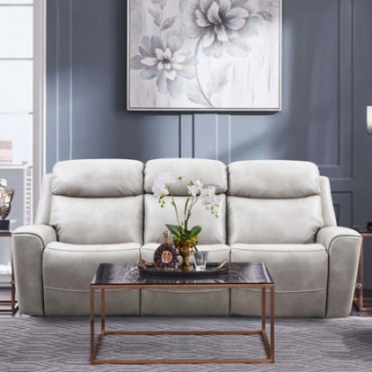 Furniture of America Artemia Transitional Breathable Leatherette Solid with Wood Light Taupe Power Sofa Model CM9922FG-SF-PM