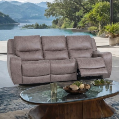 Furniture Of America Demetrius Contemporary Engineered Wood, Hardwood, Others Brown Power Sofa | CM9931BR-SF-PM-PK