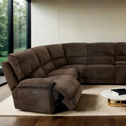 Furniture Of America Damasus Contemporary Engineered Wood, Hardwood, Others Java Power Sectional | CM9932DB-SECT-PM
