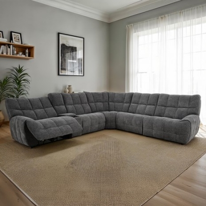 Furniture Of America Southwold Transitional Chenille, Foam, Hardwood Dark Gray Power Sectional | CM9936DG-SECT-PM