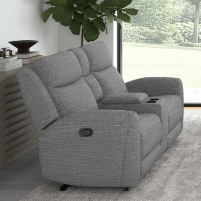 Furniture of America Antonius Contemporary Fabric Foam Metal with Wood Gray Manual Recliner Loveseat with Console Model CM9985GY-LV-M