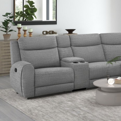 Furniture of America Antonius Contemporary Fabric Foam Metal with Wood Gray Motion Sectional Model CM9985GY-M-SECT