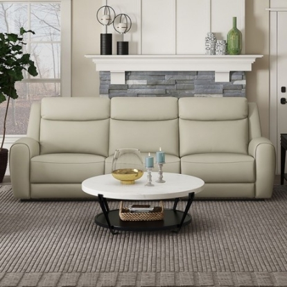 Furniture of America Jacobus Transitional Top Grain Leather Beige Manual Recliner Sofa Model CM9986BG-SF-M