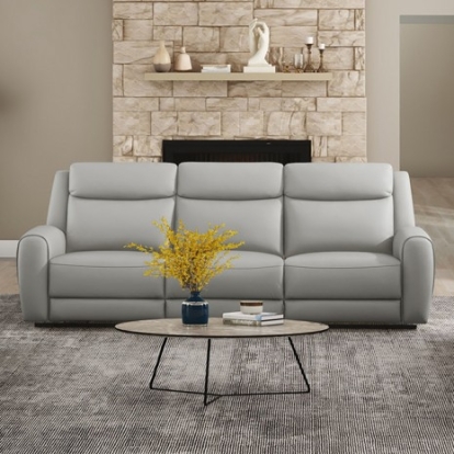 Furniture of America Jacobus Transitional Top Grain Leather Light Gray Manual Recliner Sofa Model CM9986LG-SF-M