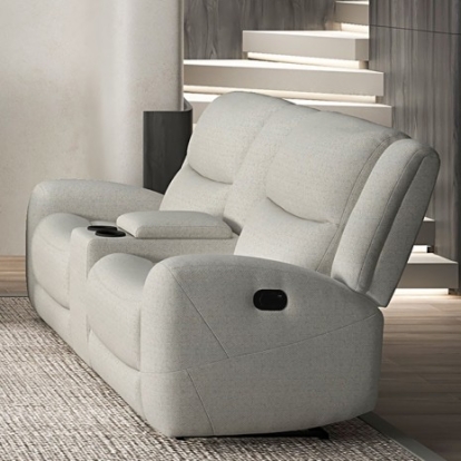Furniture of America Giraldus Transitional Fabric Beige Manual Recliner Loveseat with Console Model CM9988BG-LV-M