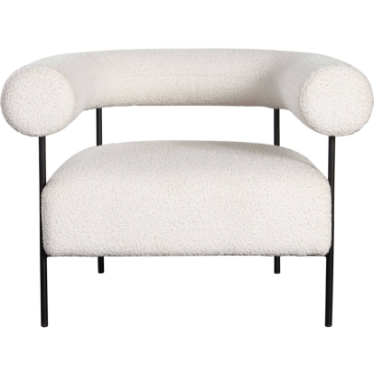 Diamond Sofa DISTRICTCHIV District Accent Chair Ivory Boucle Fabric Black Metal
