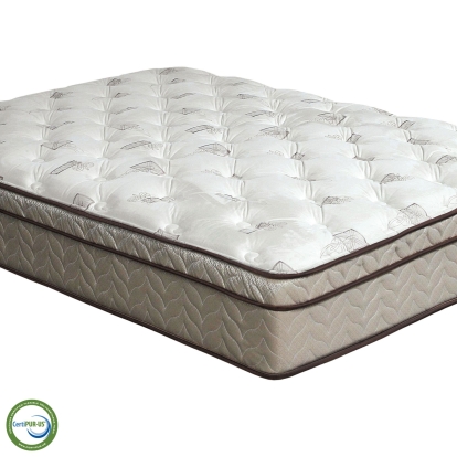 Furniture of America Lilium Euro Pillow Top Polyester Fiberfill Foam White-Brown Euro Pillow Top Mattress Model DM318-EK-BED Size