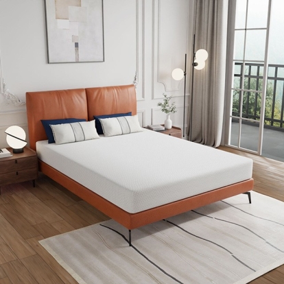 Furniture of America Forsythia Contemporary Metal White Mattress Model DM708-8" Full Green Tea Gel Memory Foam
