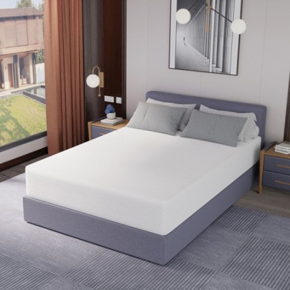 Furniture of America Forsythia Contemporary Metal White Mattress Model DM712-12" Full Green Tea Gel Memory Foat