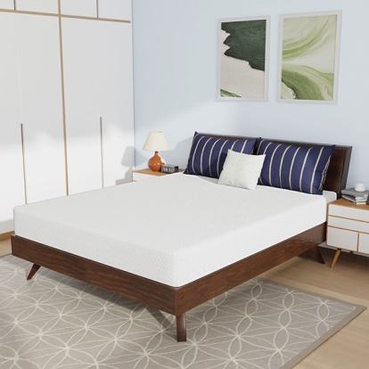 Furniture of America Nasturtium Contemporary Metal White Mattress Model DM808-8" Full Bamboo Charcoal Infused Memory Foam