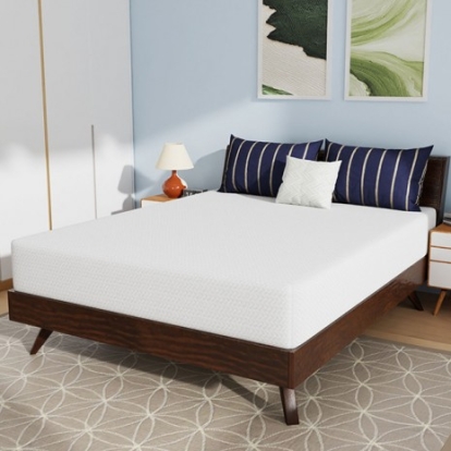 Furniture of America Nasturtium Contemporary Metal White Mattress Model DM810-10" Full Bamboo Charcoal Infused Memory Foam