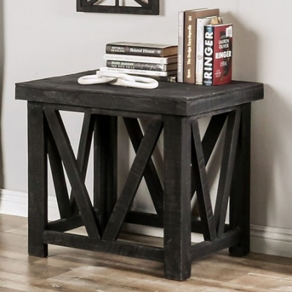 Furniture of America Halton Hills Rustic Fsc Certified Solid with Wood Brazilian Pine Charcoal End Table Model EM4001DG-E