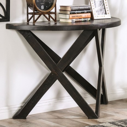 Furniture Of America Culver Rustic Fsc Certified Solid Wood Brazilian Pine Rustic Black Sofa Table | EM4003BK-S
