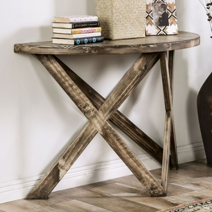 Furniture of America Culver Rustic Fsc Certified Solid with Wood Brazilian Pine Ash Brown Sofa Table Model EM4003BR-S