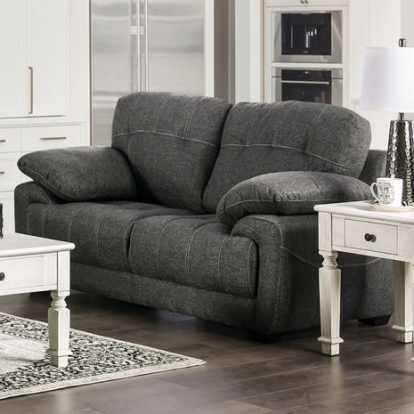 Furniture of America Canby Transitional Linen-Like Solid with Wood Dark Gray Loveseat Model EM6722DG-LV